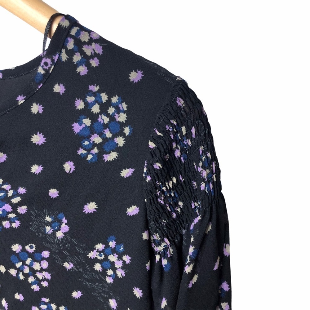 Urban Outfitters Floral Print Ruffled Dress Long Sleeve Black Size Medium - Picture 3 of 8